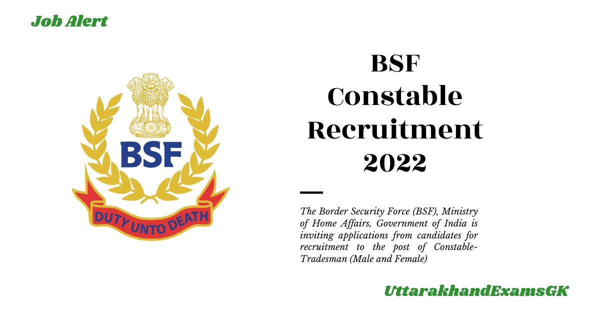 BSF Constable Recruitment 2022 Apply Online